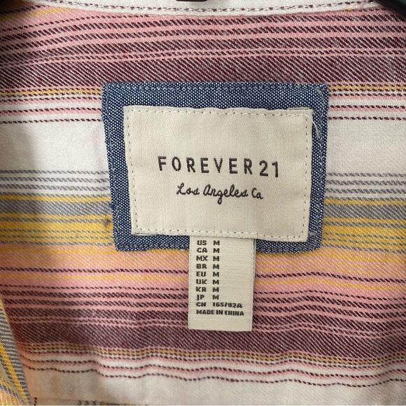 Forever 21 Women’s Button Front Long Sleeve Striped Shirt - Picture 2 of 3